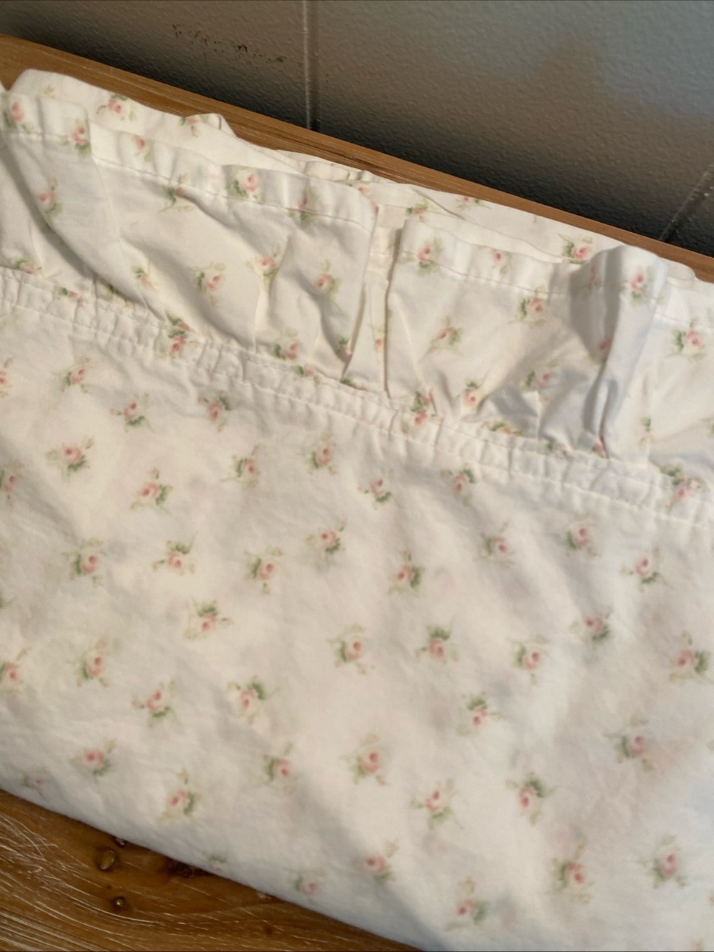 Simply Shabby Chic Kids Twin Flat Sheet Roses Ruffles Cottagecore Pink White - Picture 2 of 5